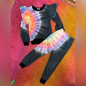 Lola + The Boys Rainbow Tie-Dye Jogger Set